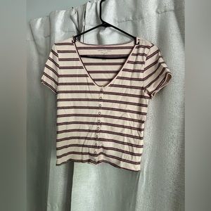 american eagle red white and blue striped t-shirt